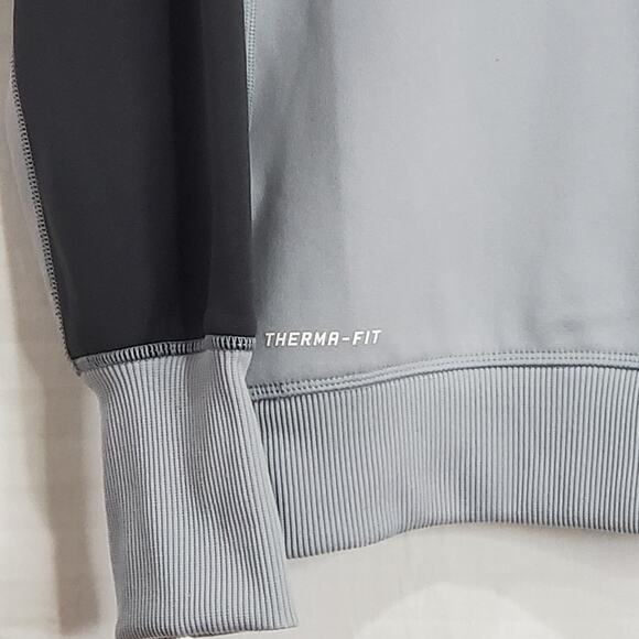 Nike Therma-Fit Gray Gray Long Sleeve Hooded Hoodie Sweatshirt Medium - Picture 3 of 7
